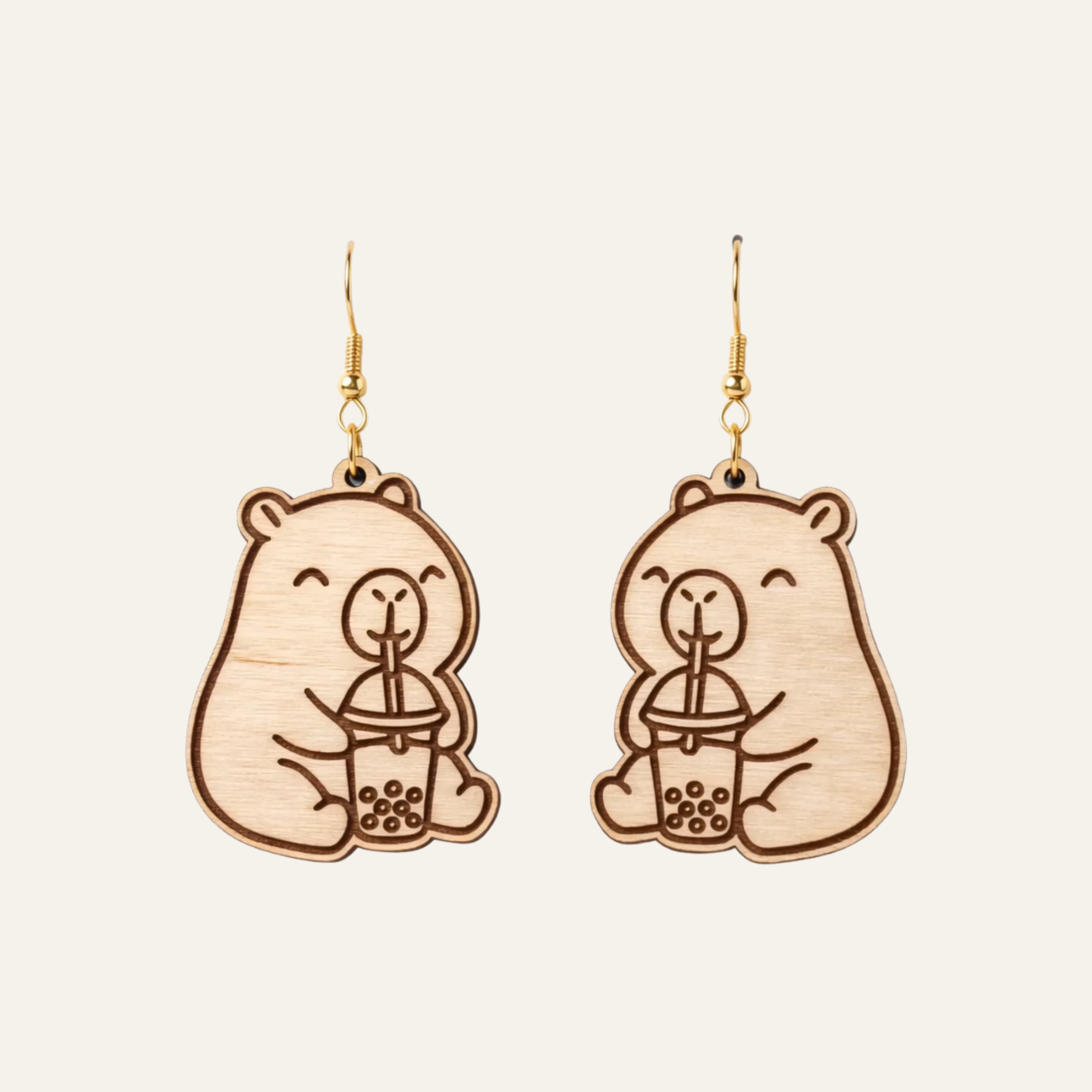 🪵 Custom Wooden Laser‑Cut Earrings – Personalized Engraved Design